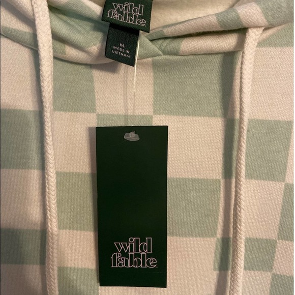 Wild Fable Green Checkerboard Hoodie Size M - Picture 3 of 3